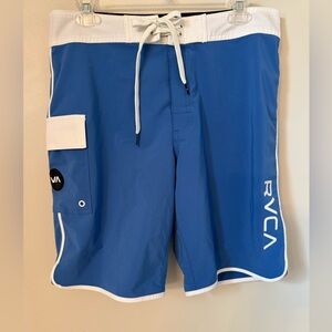RVCA Fixed Waist Men’s Blue and White Swim Board Shorts